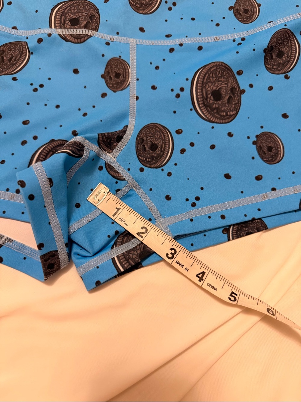 Cookie Print Blue Workout Shorts - Feed Me Fight Me fmfm medium - Picture 3 of 8